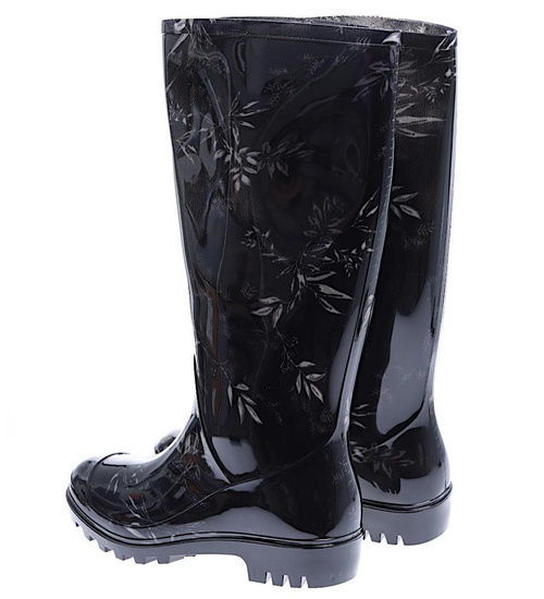 Czarne kalosze damskie z długą cholewką /E2-1 15789 T338/