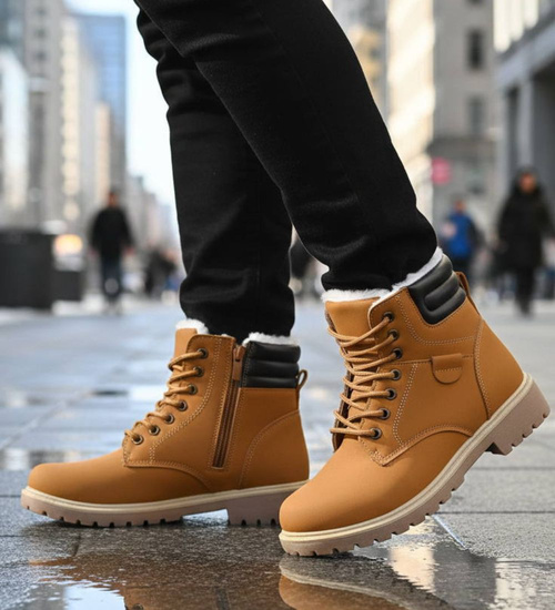 Ocieplane chłopięce camelowe buty zimowe /C2-2 18610 T364/