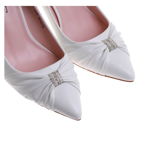 Białe czółenka damskie na szpilce /D3-3 17752 G156/