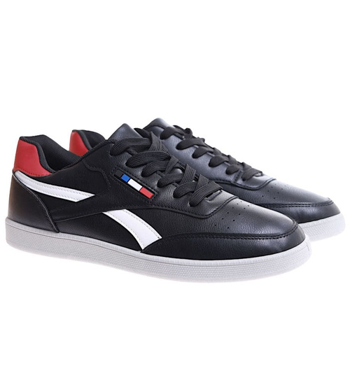 Sznurowane czarne trampki męskie /D1-2 18147 T226/