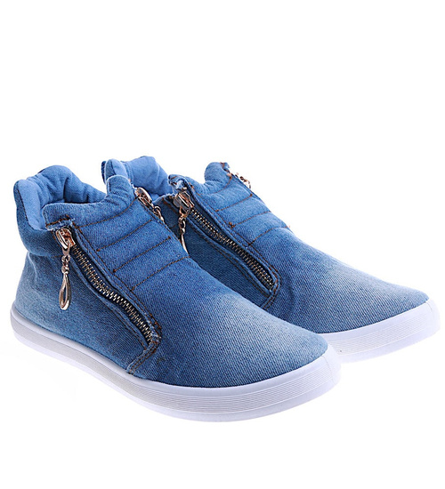 Jeansowe wsuwane trampki niebieskie /F4-3 14816 T293/