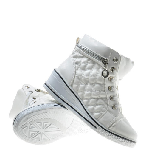 Wygodne dziewczęce buciki z suwakami Białe /E3-2 7592 S193/