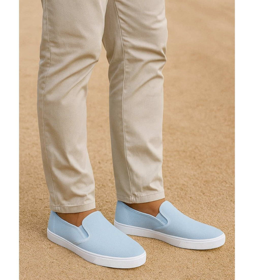 Błękitne męskie trampki slip on /A4-2 18145 T280/