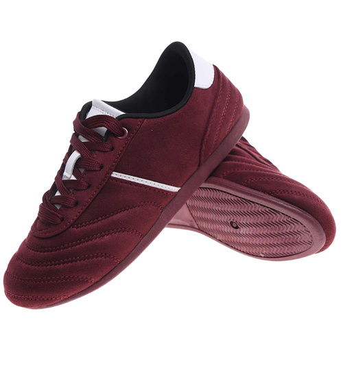 Bordowe sneakersy damskie zamszowe /A10-3 18801 W282/