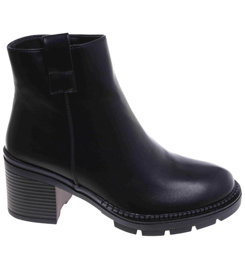 Czarne botki damskie na grubym obcasie /D2-2 18252 W482/