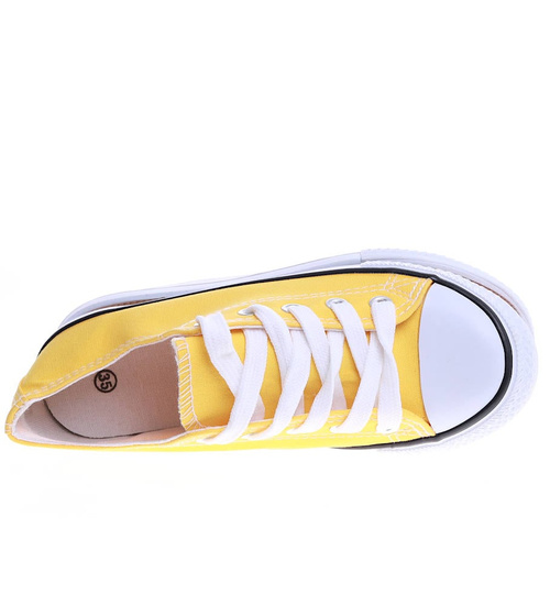 Żółte sznurowane dziewczęce trampki /B6-2 14937 T039/