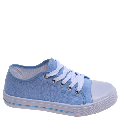 Klasyczne niebieskie trampki z niską cholewką /B6-1 15579 T089/