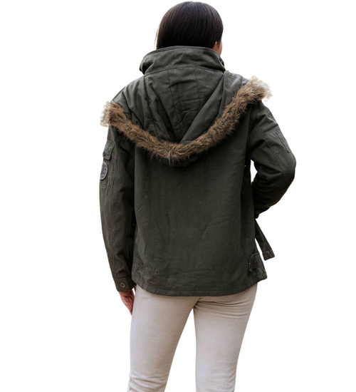 Ocieplana zielona zimowa kurtka parka z kapturem /H2 KR30 S0/