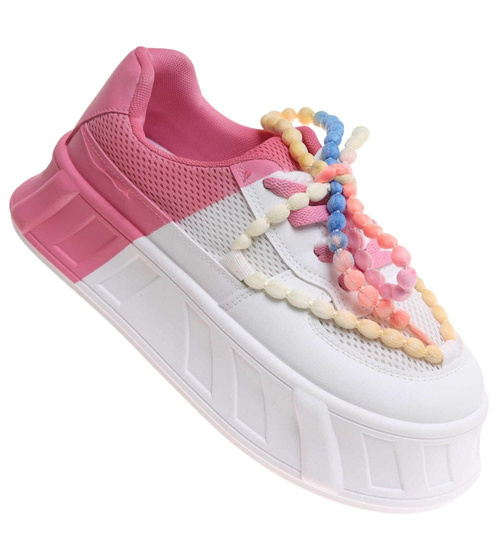 Fuksjowo beżowe trampki Seastar na platformie OST449