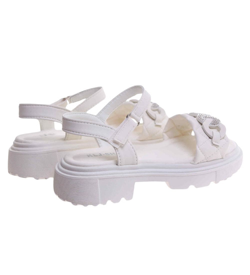 Białe dziewczęce sandały z cyrkoniami /E6-2 17628 T296/