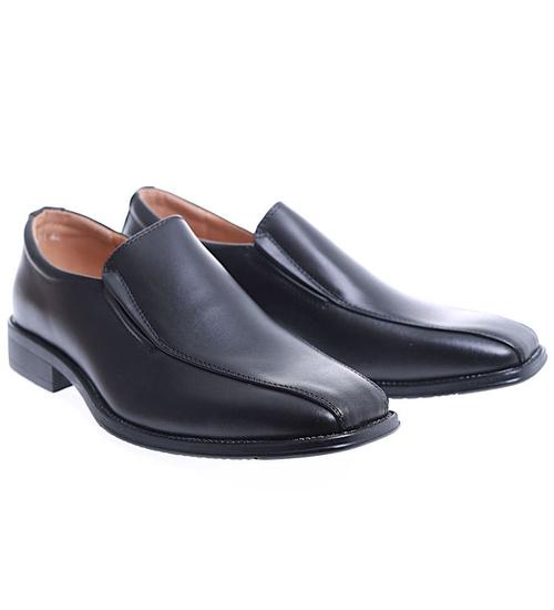 Wsuwane męskie czarne półbuty mokasyny /D6-1 15497 T251/