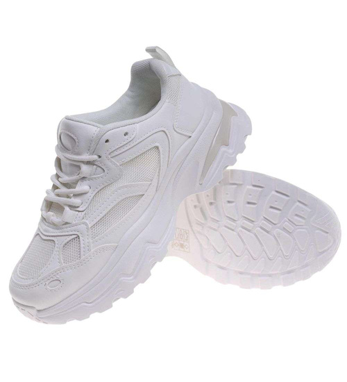 Damskie buty sportowe białe na platformie /G8-2 18658 S242/