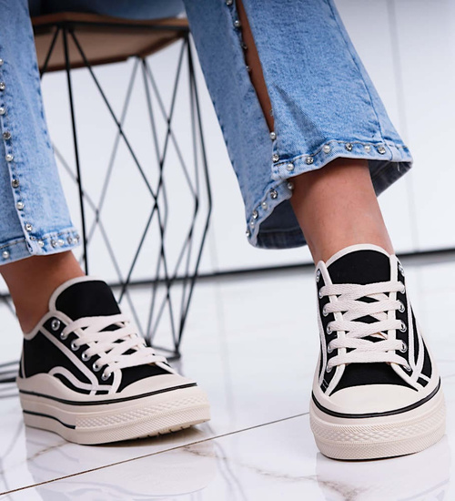 Czarne trampki damskie na platformie /A1-2 13961 S261/