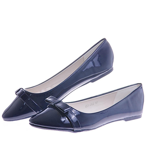 Lakierowane damskie baleriny Niebieskie /A10-3 10375 S255/