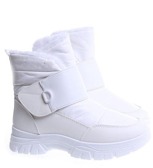 Białe śniegowce damskie na platformie z futerkiem /D7-1 15432 T436/