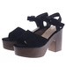 Czarne damskie sandały na platformie /C1-3 13106 T2/