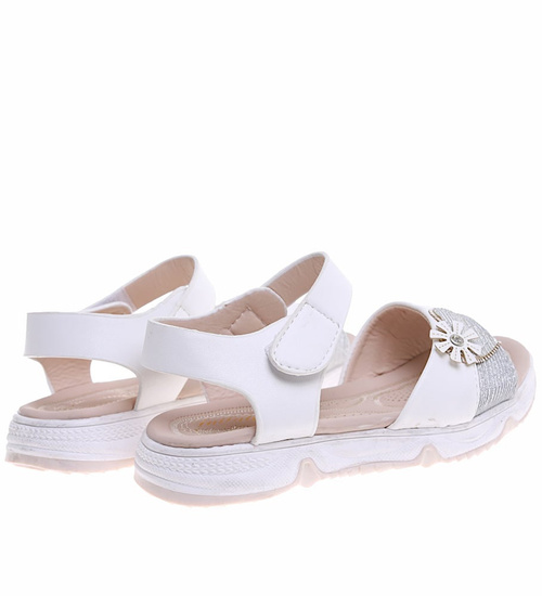 Białe sandałki dziewczęce z rzepami /G5-2 16384 T381/
