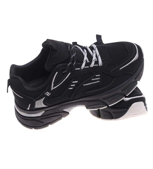 Czarne buty sportowe sneakersy na grubej podeszwie /E7-1 18829 W391/