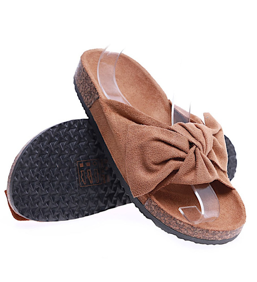 Camelowe klapki espadryle na platformie /G3-2 14464 T297/