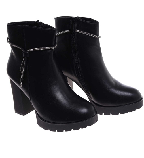 Wizytowe czarne botki na obcasie /E9-1 18237 W303/