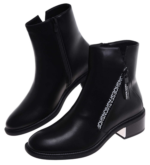 Czarne botki z wysoką cholewką /F1-3 18077 T333/