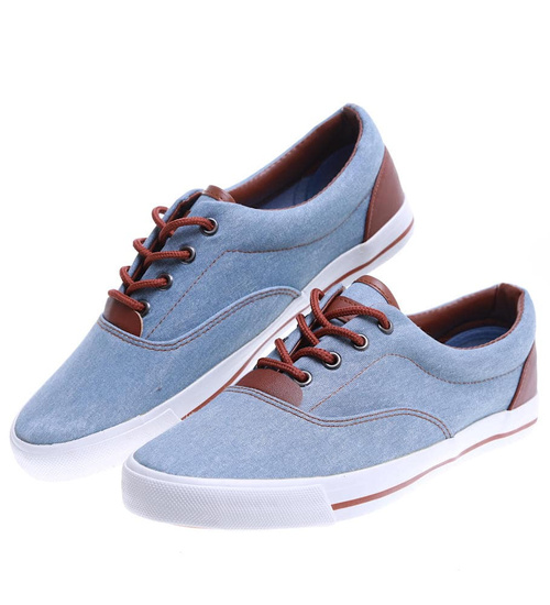 Casualowe męskie trampki z wiązaniami Blue /G2-2 3740 B S199/