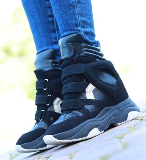 Czarne sneakersy na koturnie Seastar /G7-2 14896 T937/