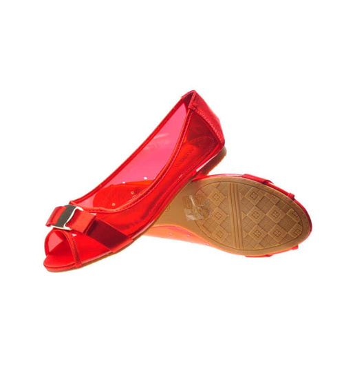 Czerwone transparentne baleriny z otwartym noskiem /A5-3 5109 S7-3/
