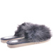 Szare damskie klapki z kudłatym futerkiem Premium /A10-1 11321 S292/