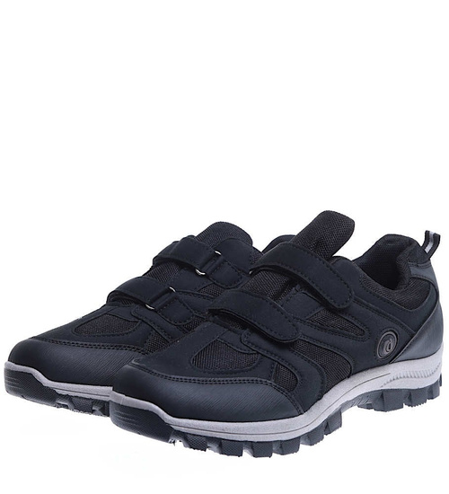 Męskie buty trekkingowe na rzepy Czarne /B6-1 12604 S491/