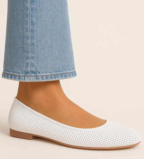 Ażurowe balerinki białe /A2-2 +h2 11274 T191/