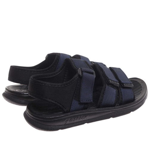 Granatowe chłopięce sandały na rzepy /C6-2 17893 T155/