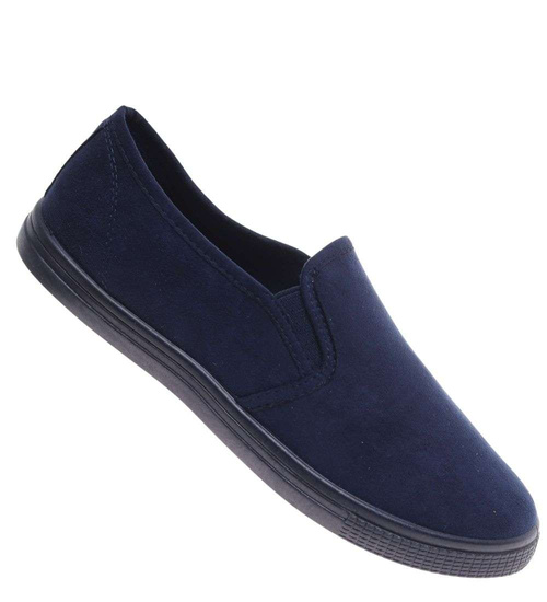 Wsuwane granatowe tenisówki z tkaniny /D9-2 15662 T1/