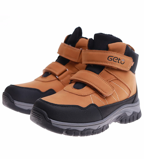 Ocieplane chłopięce buty trekkingowe na rzepy Brązowe /E9-2 17137 T633/