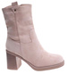 Beżowe eleganckie botki na grubym obcasie /F3-3 18283 W486/