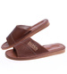 Skórzane męskie klapki domowe Brązowe /F9-1 14238 S196/