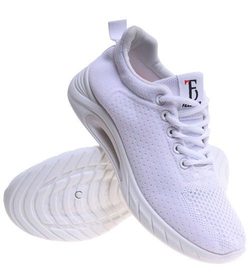 Białe wiązane sneakersy buty sportowe /A2-2 17710 W182/