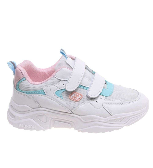 Buty sportowe na rzepy z pastelowymi wstawkami /A7-1 18838 T266/