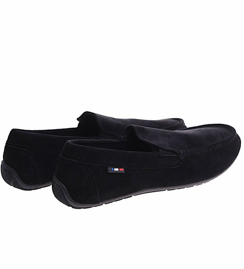 Czarne półbuty męskie wsuwane mokasyny /A5-2 16630 S398/