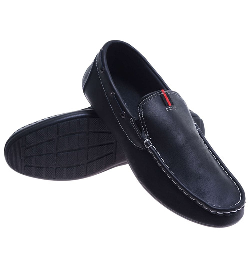 Wsuwane męskie czarne półbuty mokasyny /G3-2 15630 T250/