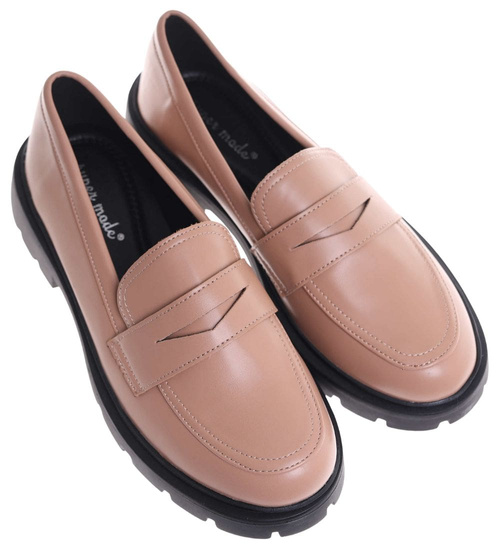 Cieliste półbuty loafersy damskie na platformie /K3-4 18627 W147/