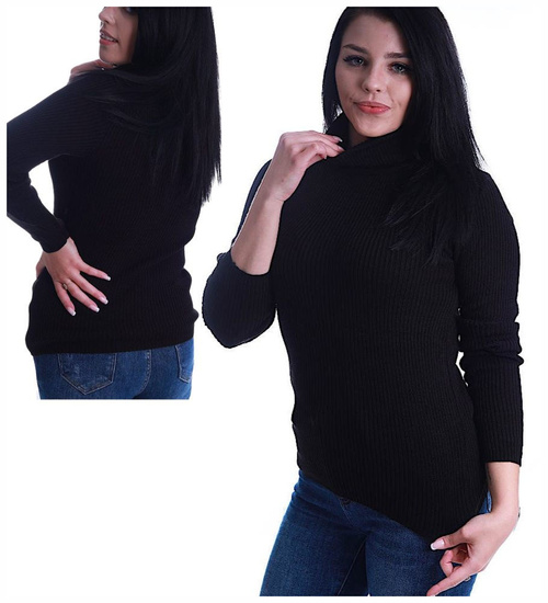 Czarny dopasowany elastyczny damski golf /H2 B2-2 UB503 U105/