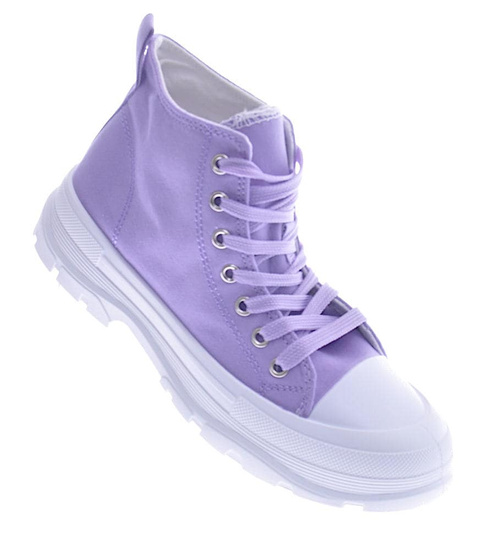 Wysokie trampki na grubym spodzie Liliowe /G12-2 12584 T294/