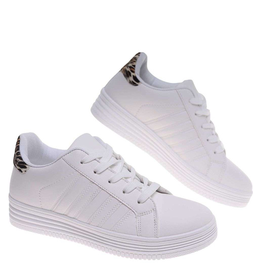 Wiązane trampki damskie białe /A8-3 18662 T187/