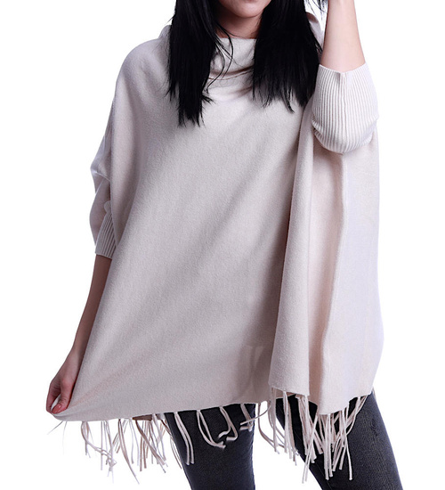 Oversizowe beżowe ponczo narzutka Minouu /H UB626 L917/