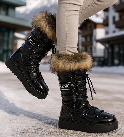 Ocieplane kozaki śniegowce eskimoski Czarne /C6-1 18609 T400/