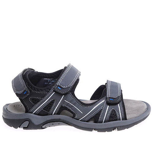 Szare chłopięce sandały na rzepy /A8-3 16507  T3/