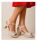 Sandały damskie beżowe na słupku i platformie /C3-3 16076 G189/