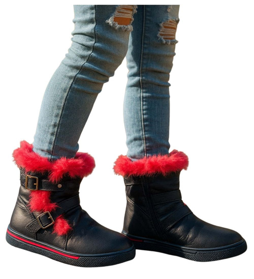 Botki ocieplane granatowe dziewczęce /B7-2 17003 T145/