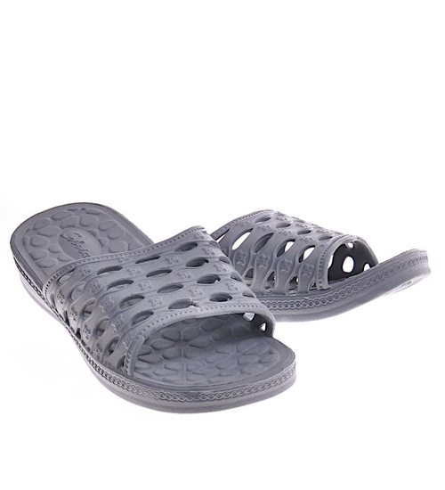 Gumowe klapki damskie basenówki Szare Kod 11705 /F7-1 D309 T190/